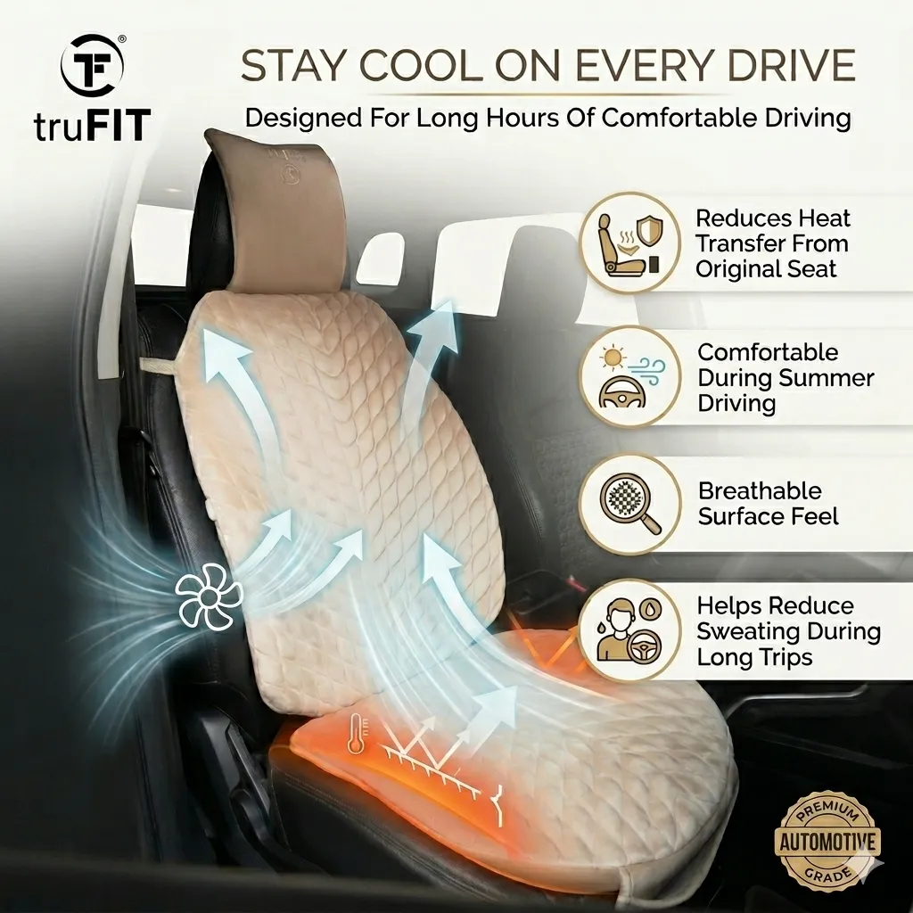 Beige 2-in-1 Seat Back Cushion in Car