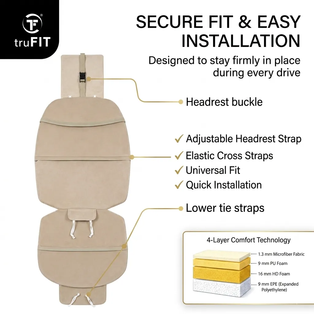 Tan 2-in-1 Seat Back Cushion in Car