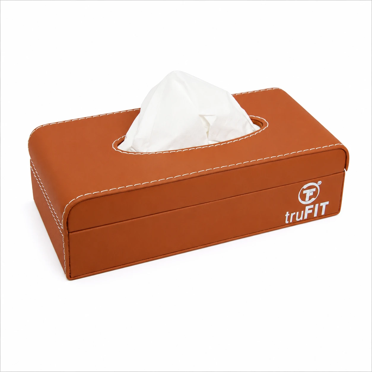 Tan Leather Tissue Box