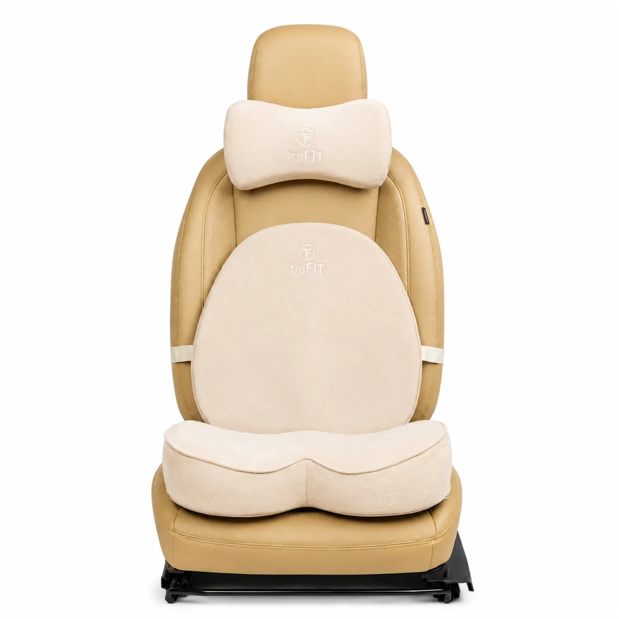 Beige Backrest, Seat Cushion & Neck Pillow Memory Foam (Small)
