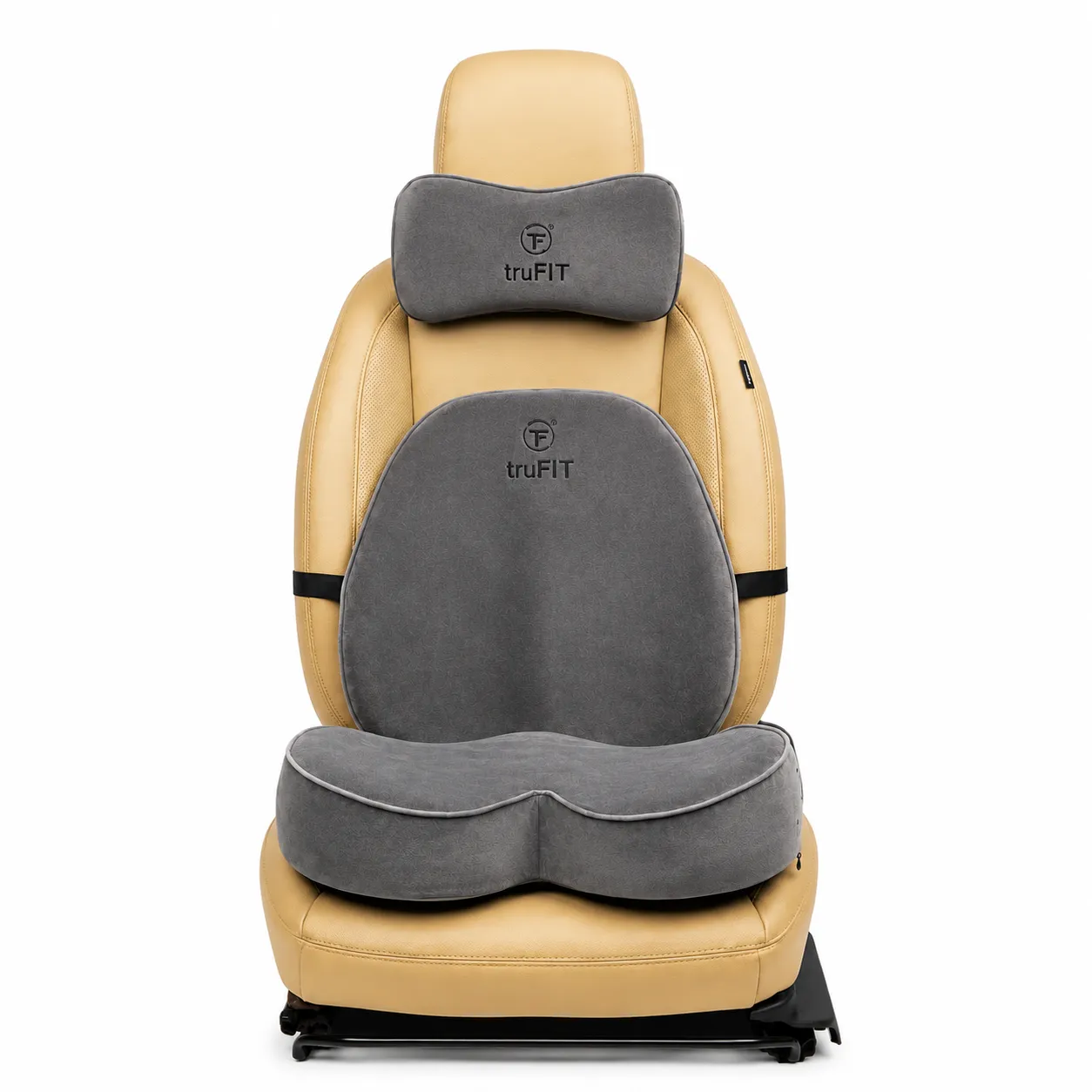 Grey Backrest, Seat Cushion & Neck Pillow Memory Foam (Small)