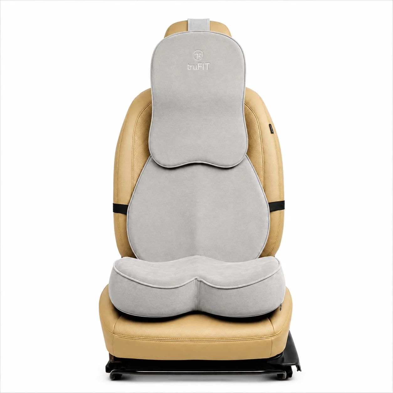 Tan Backrest, Seat Cushion & Neck Pillow Memory Foam (Large)