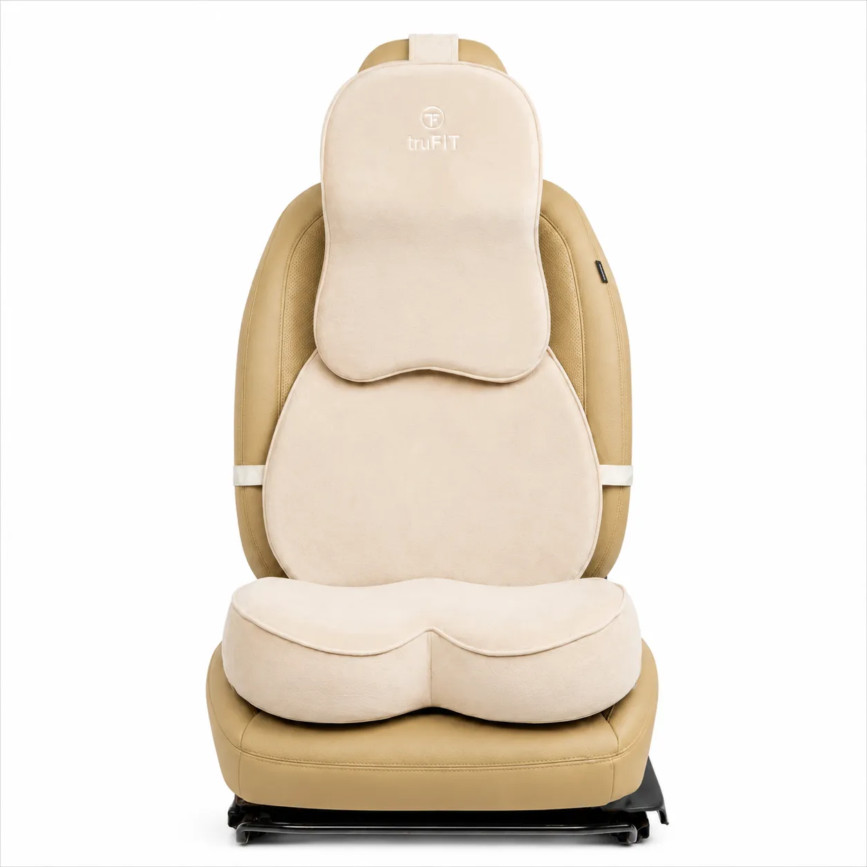Beige Backrest, Seat Cushion & Neck Pillow Memory Foam (Large)