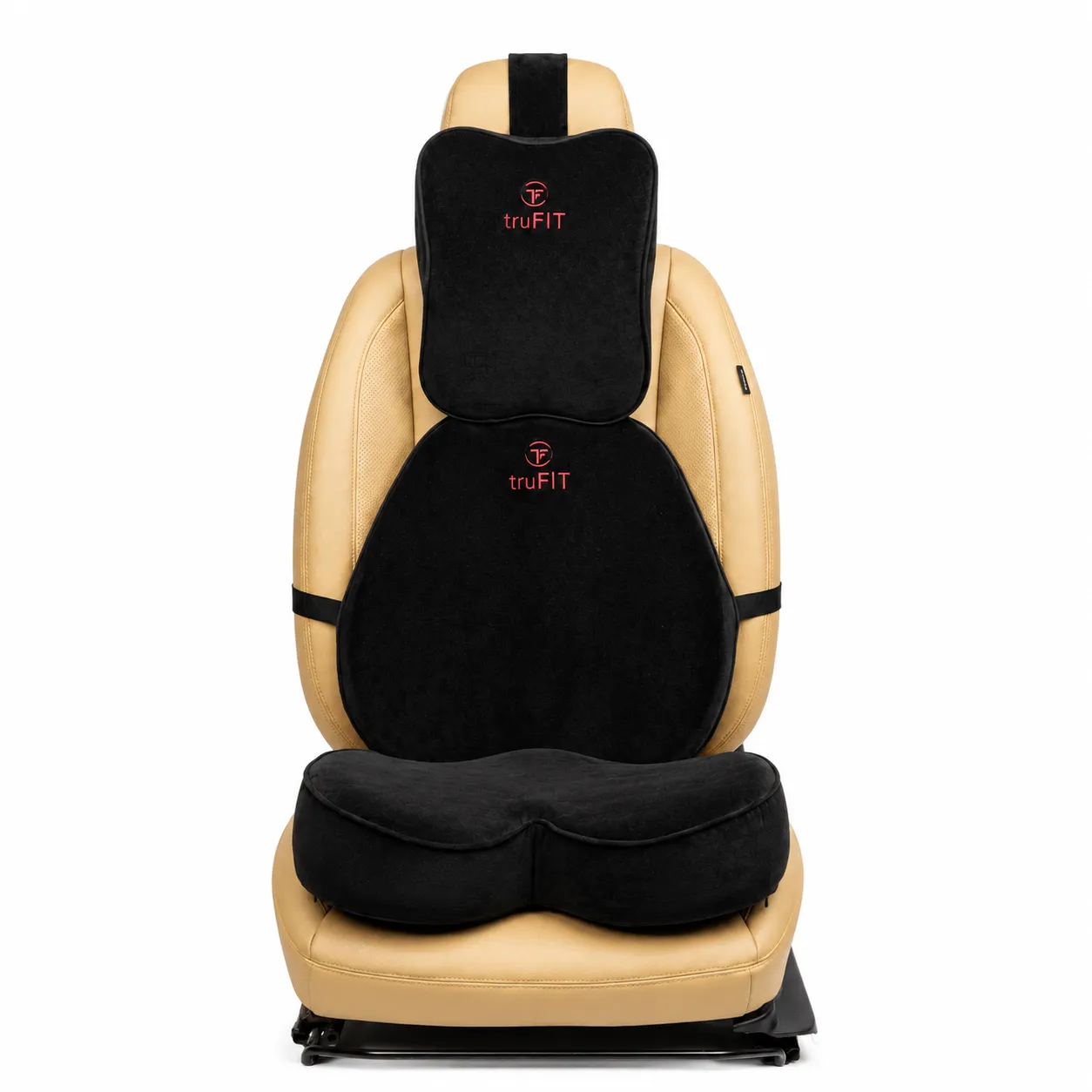 Black Backrest, Seat Cushion & Neck Pillow Memory Foam (Medium 01)