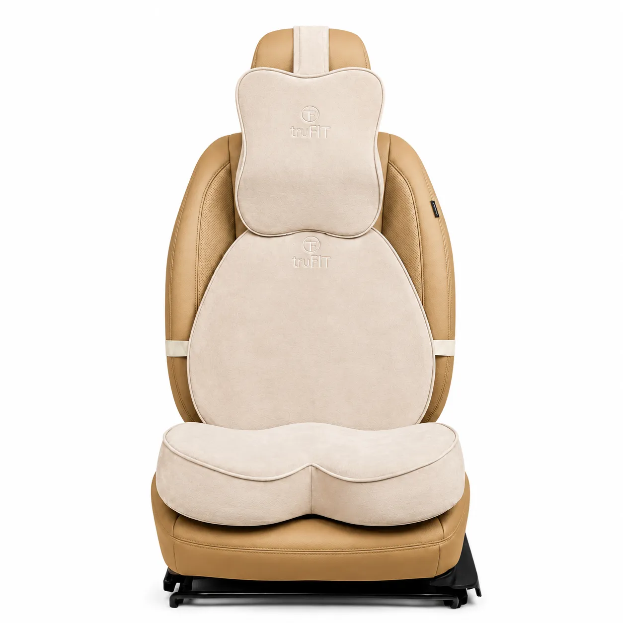 Beige Backrest, Seat Cushion & Neck Pillow Memory Foam (Medium 01)
