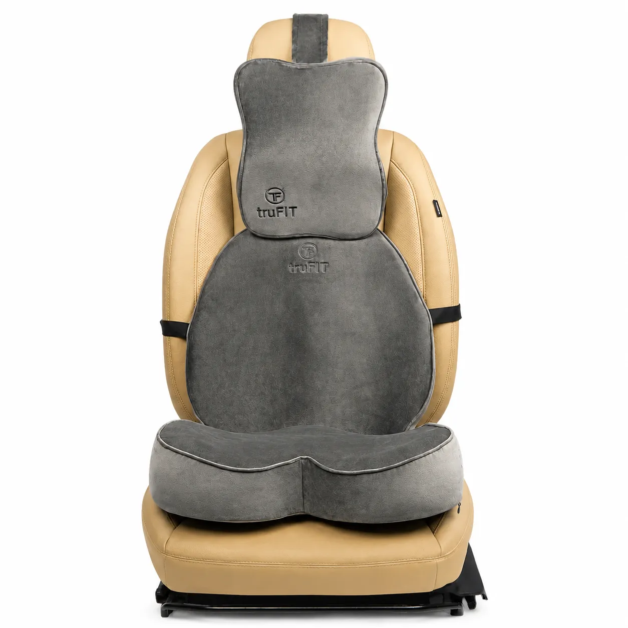 Grey Backrest, Seat Cushion & Neck Pillow Memory Foam (Medium 01)