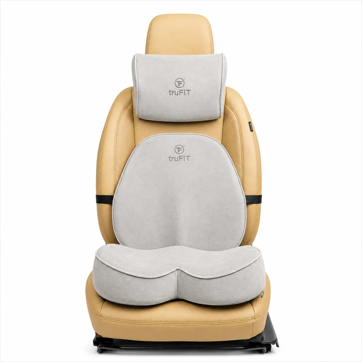 Light Grey Backrest, Seat Cushion & Neck Pillow Memory Foam (Medium 02)
