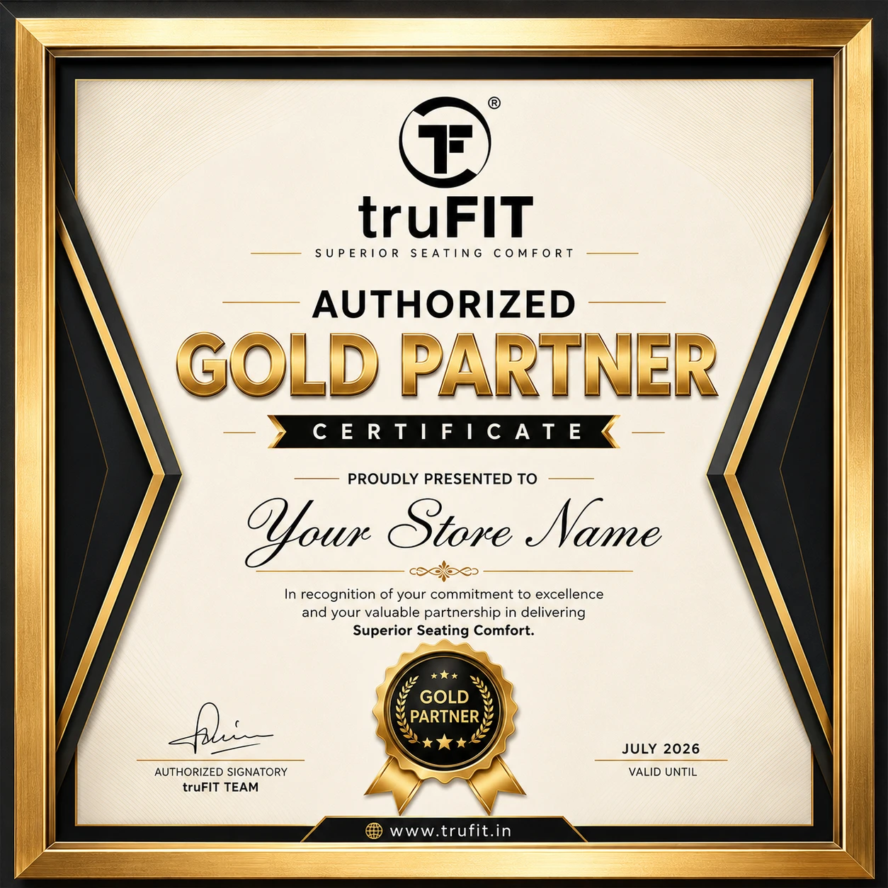 Authorized Golden Partner Certificate
