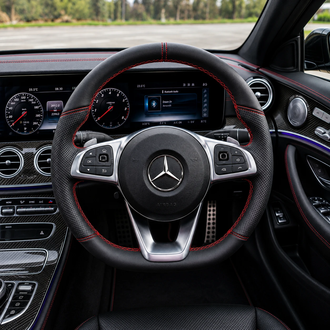 Genuine Leather Steering Cover Detail Image